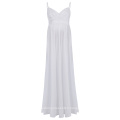 Kate Kasin Sexy Womens Coussinets Spaghetti confortables V-Neck White Maxi Maternity Dress KK000674-2